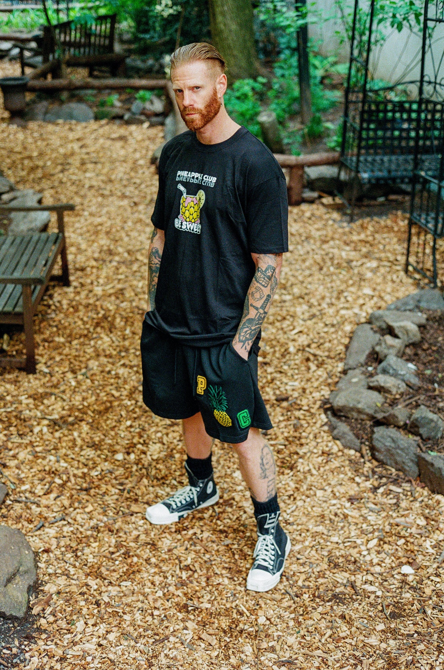 Short Sleeve 'Pineapple DRANK' Shirt (Black & Red)