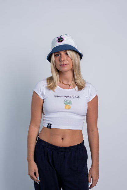 ‘Baby Fitting’ Crop (White & Peach)