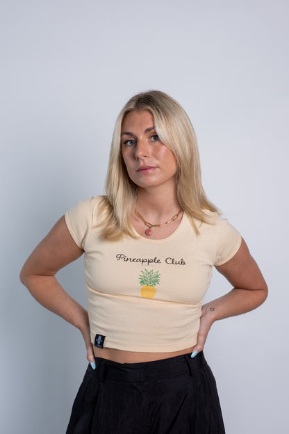‘Baby Fitting’ Crop (White & Peach)