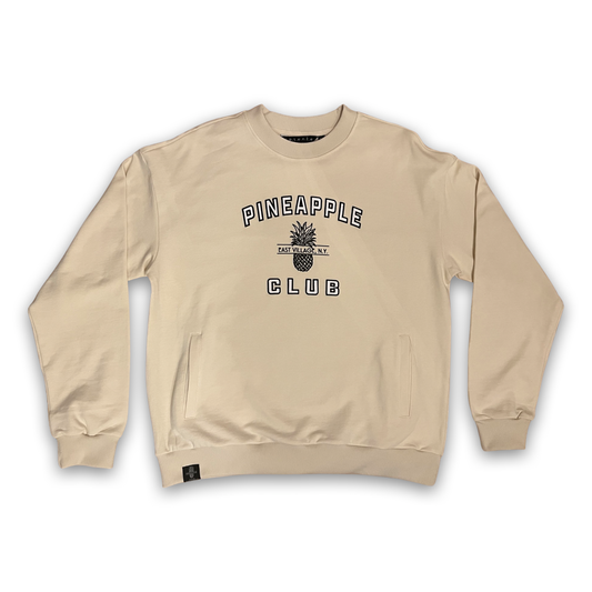 Beige Varsity Crewneck Sweatshirt