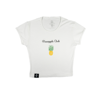 ‘Baby Fitting’ Crop (White & Peach)